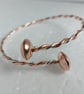 Twist bangle, mixed metals, sterling silver and copper, adjustable