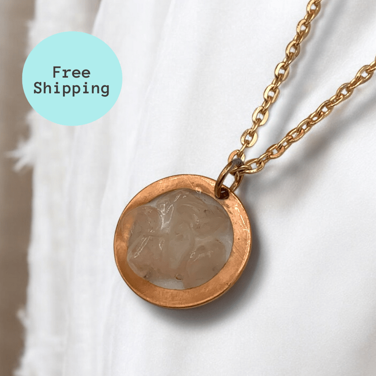 Rose Quartz Copper Pendant Geode - Emotional Wellbeing & Heart Chakra Balance