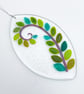 Fused Glass Fern Ellipse Hanging - Handmade Glass Suncatcher - Image 3