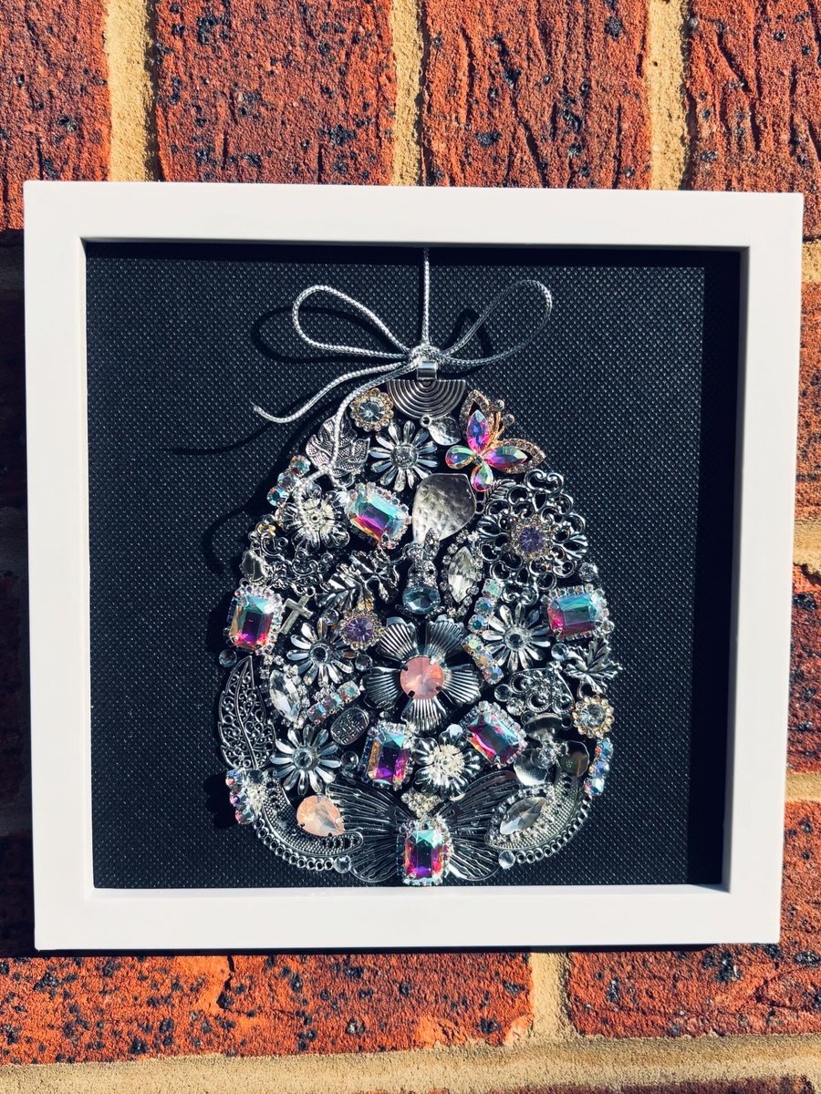 Framed Jewelry Art Easter Egg Unique Home Wall Decor