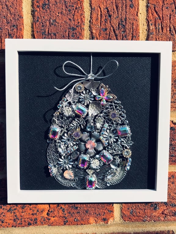 Framed Jewelry Art Easter Egg Unique Home Wall Decor