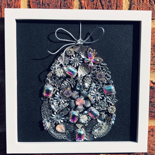Framed Jewelry Art Easter Egg Unique Home Wall Decor