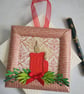 Red Candles on Damask Frame Card with hanging loop 