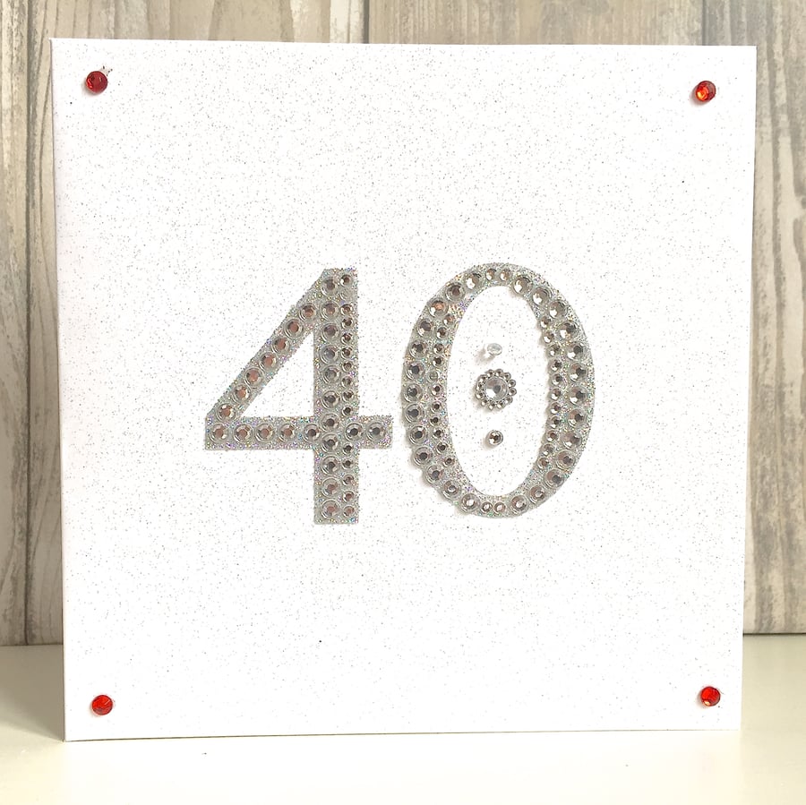 40th birthday card 40 anniversary - ruby - handmade - milestone 40