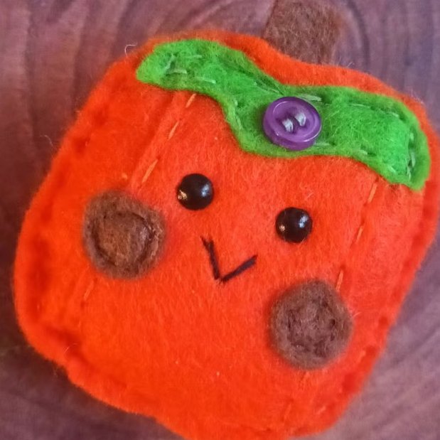 'Pumpkin' pocket hug for Autumn hand sewn in wool blend felt (C)