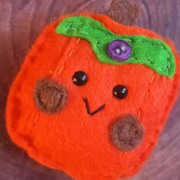 'Pumpkin' pocket hug for Autumn hand sewn in wool blend felt (C)