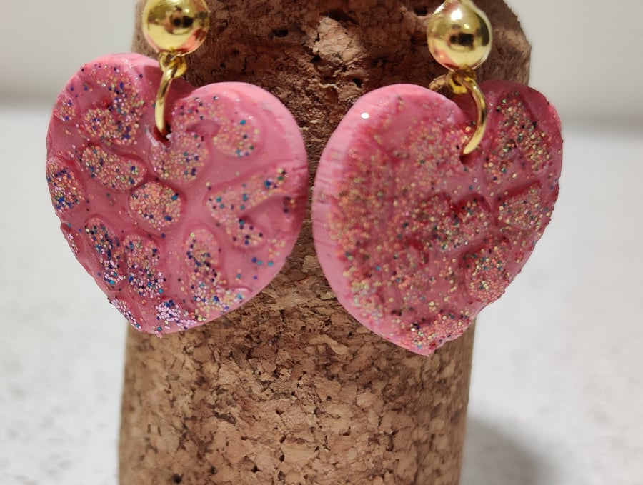 Slay with sparkle leopard heart gold earrings