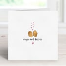 Chicken Nugget Anniversary Card, Nugs and Kisses, Food Pun Card.