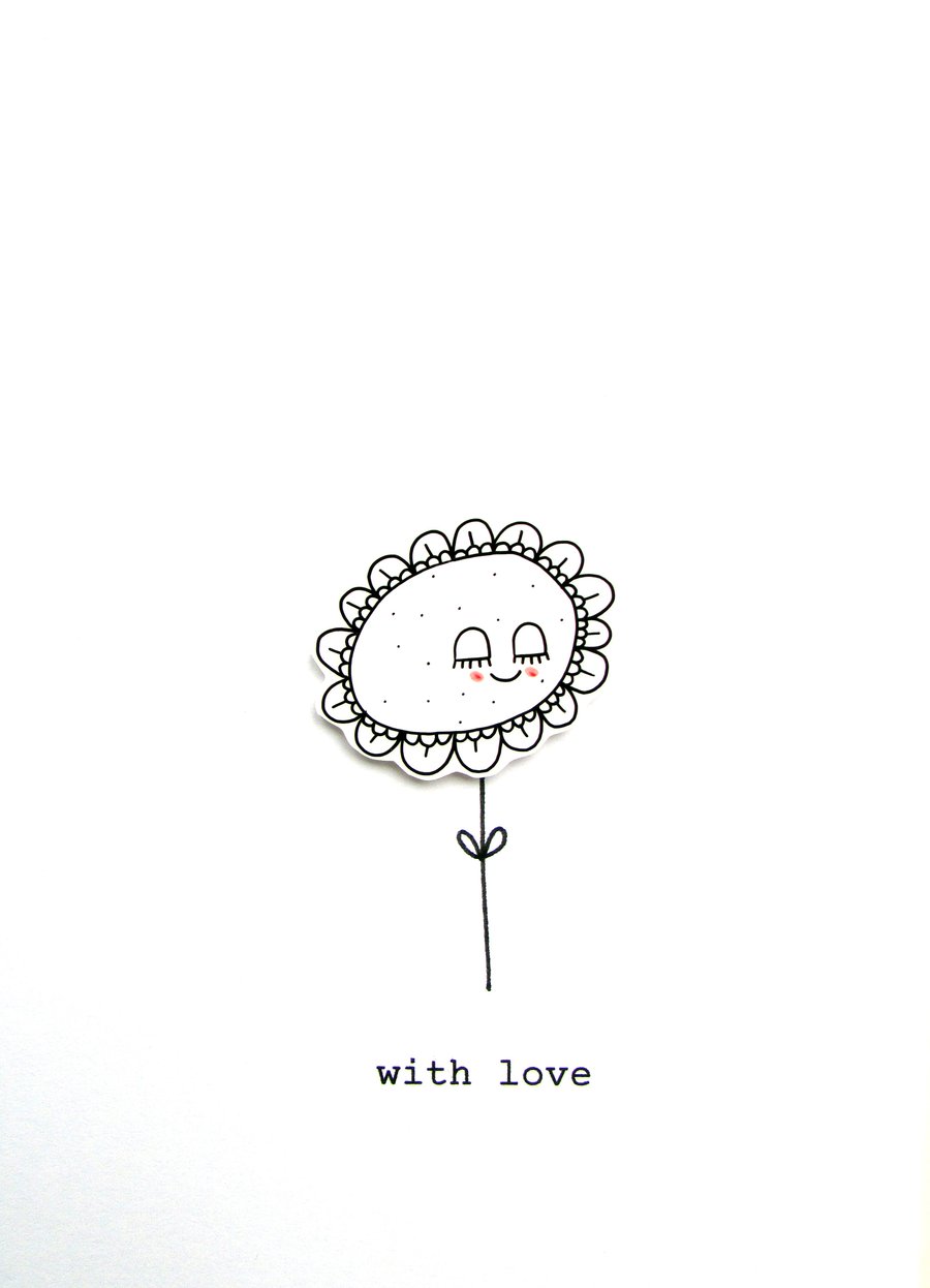 with love - happy flower  - handmade card