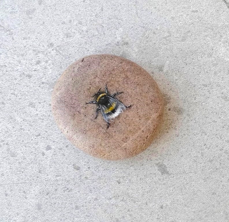 Bee Art Hand painted Stone Pebble 'Bumble Bee'