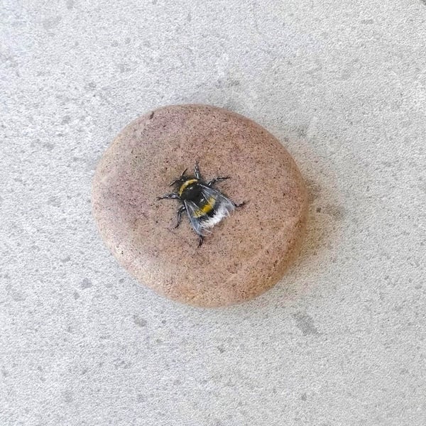 Bee Art Hand painted Stone Pebble 'Bumble Bee'