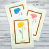 Blank Cards  Set of 3  - poppies, embossed, pink, blue, yellow poppy flowers