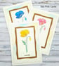 Blank Cards  Set of 3  - poppies, embossed, pink, blue, yellow poppy flowers