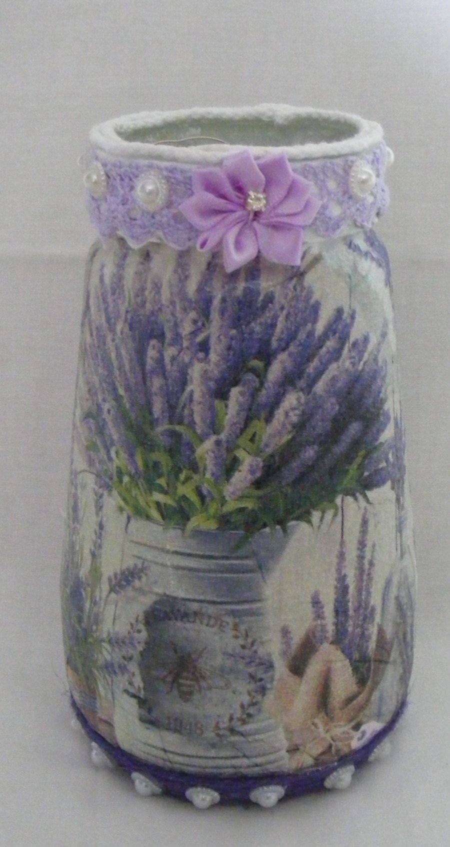 Decoupaged Lavender Glass Lamp