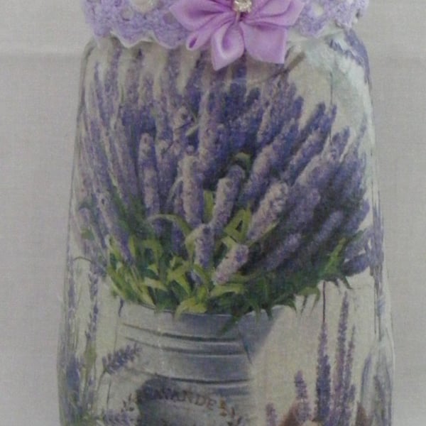 Decoupaged Lavender Glass Lamp