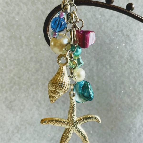 Star Fish & Sea Shell Purse Charm: