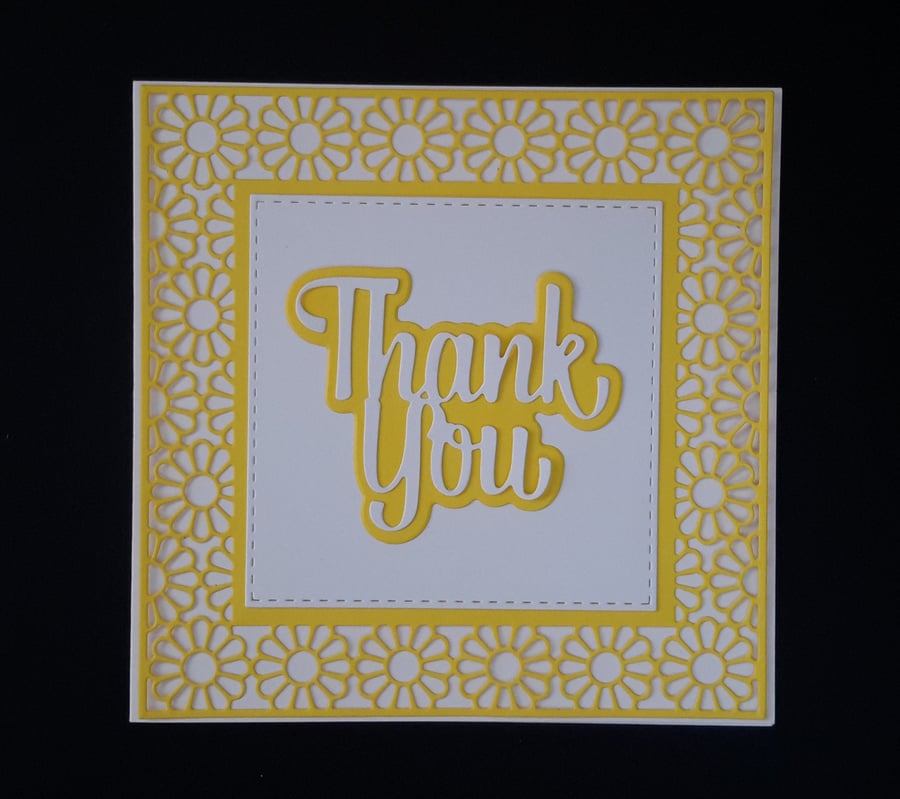 Thank You Greeting Card - Yellow and White
