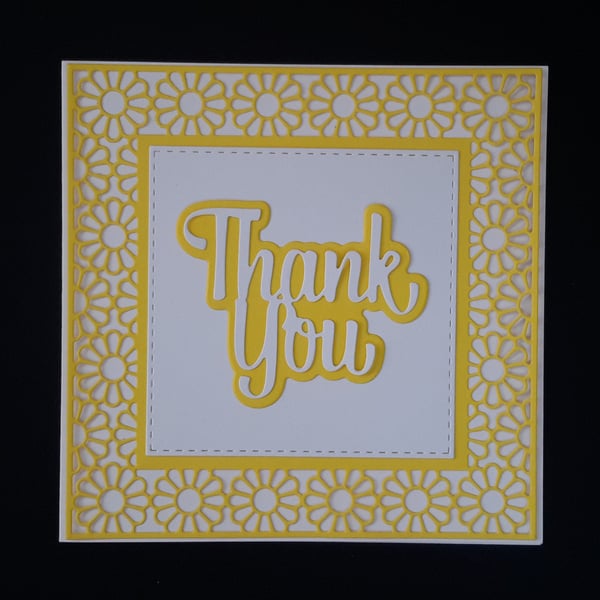 Thank You Greeting Card - Yellow and White