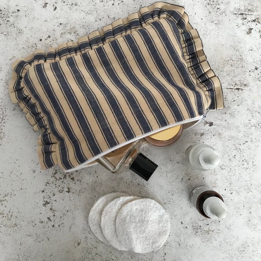 Blue Stripe Toiletry Bag or Pouch