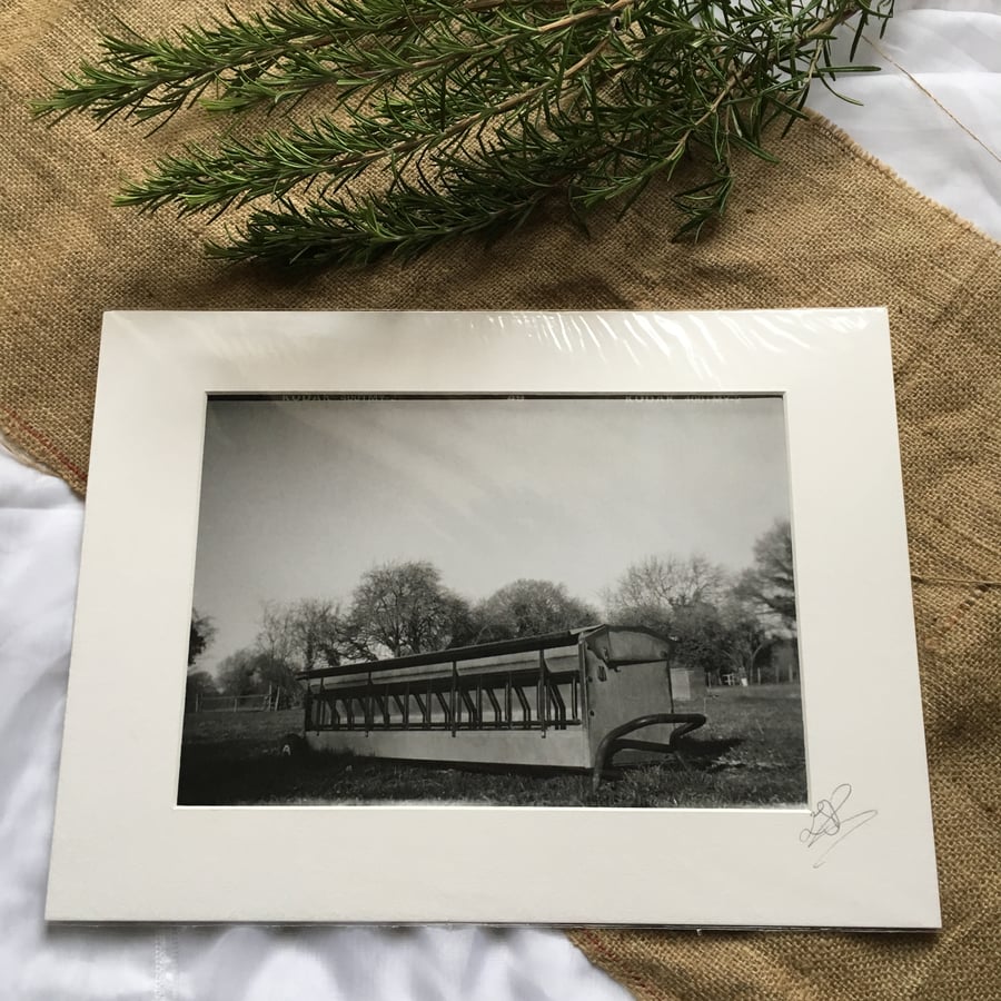 Silver Gelatin Print - Box Brownie Camera - Feeding Trough - Mounted