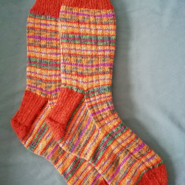 Socks, hand knitted, adult LARGE, size 9-11