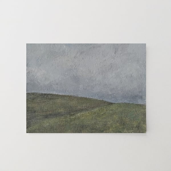 Miniature Landscape Painting - Small Gouache Wall Artwork - 3x4 Moody Scenery