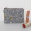 Coin purse in grey bird print fabric