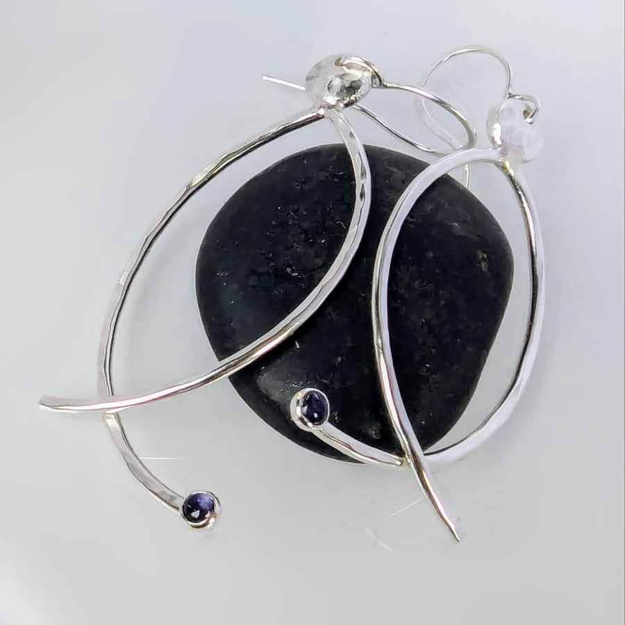 Sterling silver drop earrings, Handmade Urban Designed Jewellery