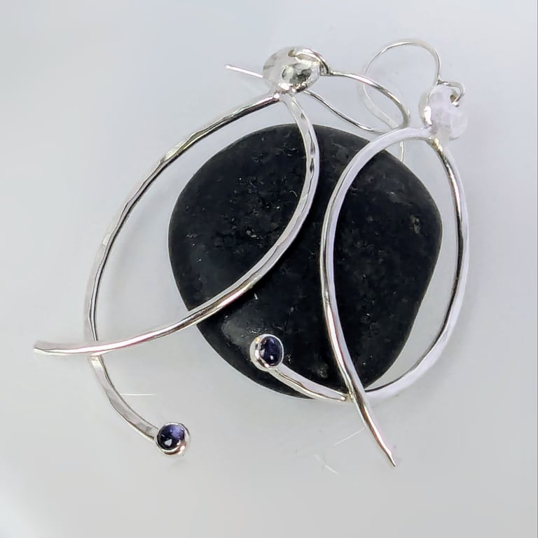 Sterling silver drop earrings, Handmade Urban Designed Jewellery