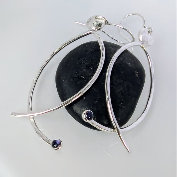 Sterling silver drop earrings, Handmade Urban Designed Jewellery