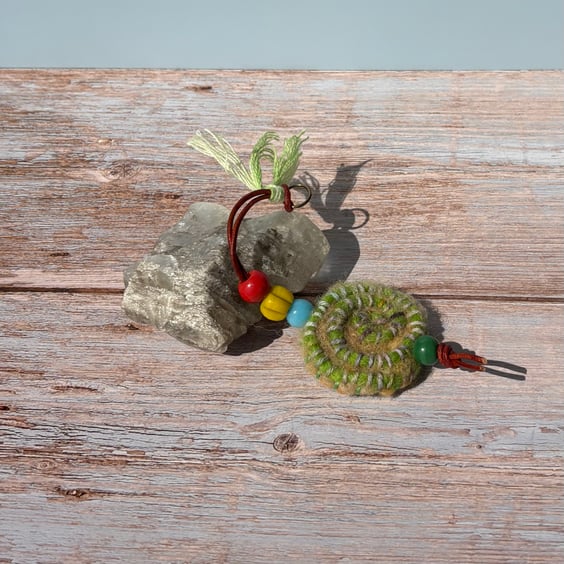 Felted Stress Relief Charm - Yellow Ammonite