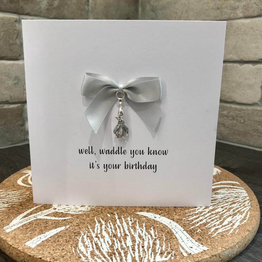 Personalised Penguin Charm Card
