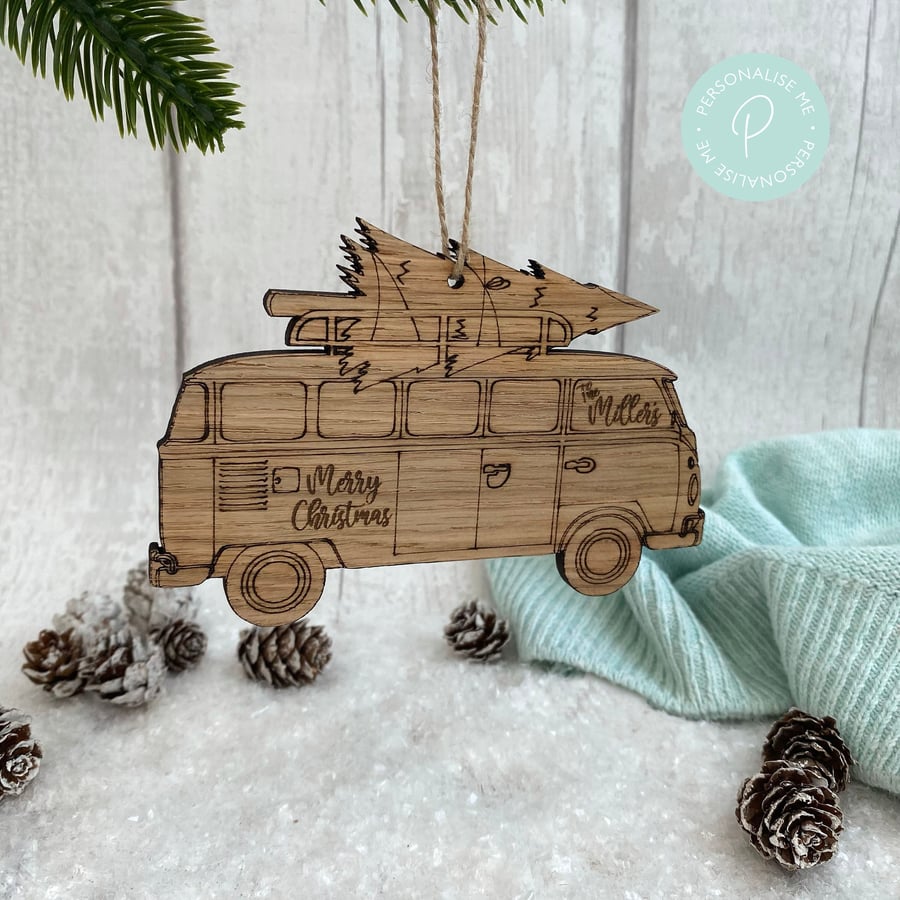 Luxury personalised Christmas Decoration Camper Christmas Decoration