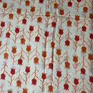 1.6 m Japanese Cotton Fabric - Pale Green, Orange Flowers