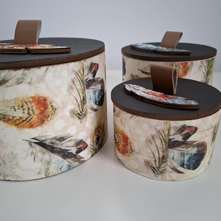 Wooden Storage Pots, Set of Three