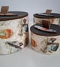Wooden Storage Pots, Set of Three