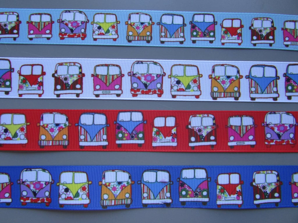 Campervan 2.5cm Grosgrain Ribbon x 1 metre