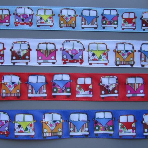 Campervan 2.5cm Grosgrain Ribbon x 1 metre