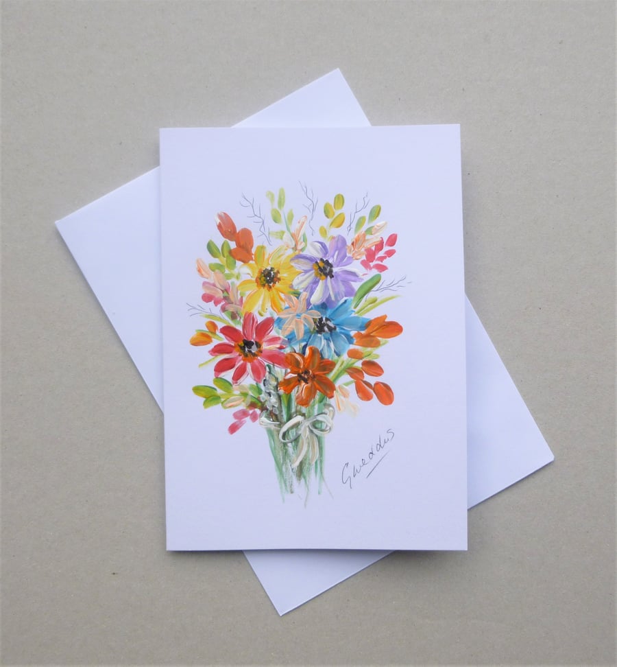 greetings card original art hand painted blank card ( ref F 498.A6)