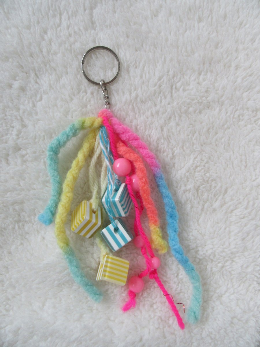 Rainbow bag charm, pastel coloured bag charm, gift for girl, stocking filler 