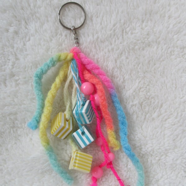 Rainbow bag charm, pastel coloured bag charm, gift for girl, stocking filler 