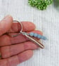Feather Bag Charm, Copper and Sterling Silver with Blue Angelite Gemstones - Image 4