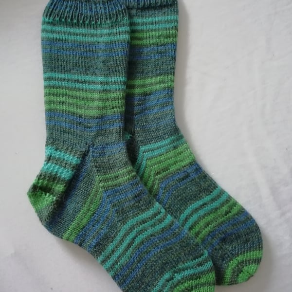 Hand knitted socks, MEDIUM, size 5-6 - Alpaca wool blend