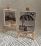 Miniature Tea Dyed Free Motion Embroidered Landscape on Easel  - Image 1