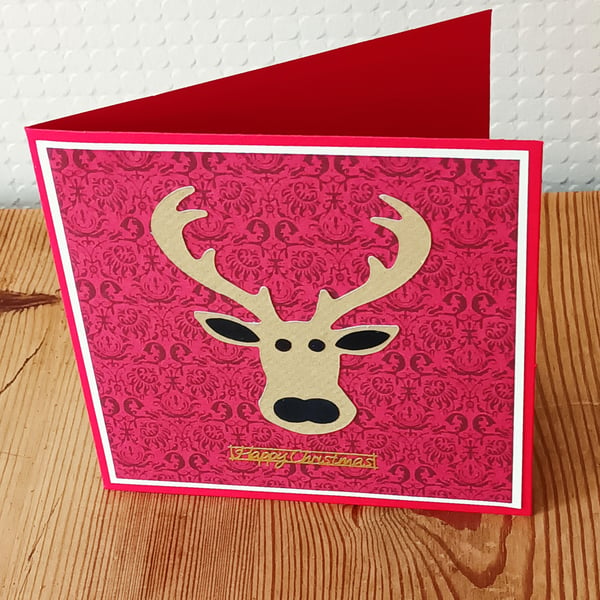 Stag Christmas Card – Red