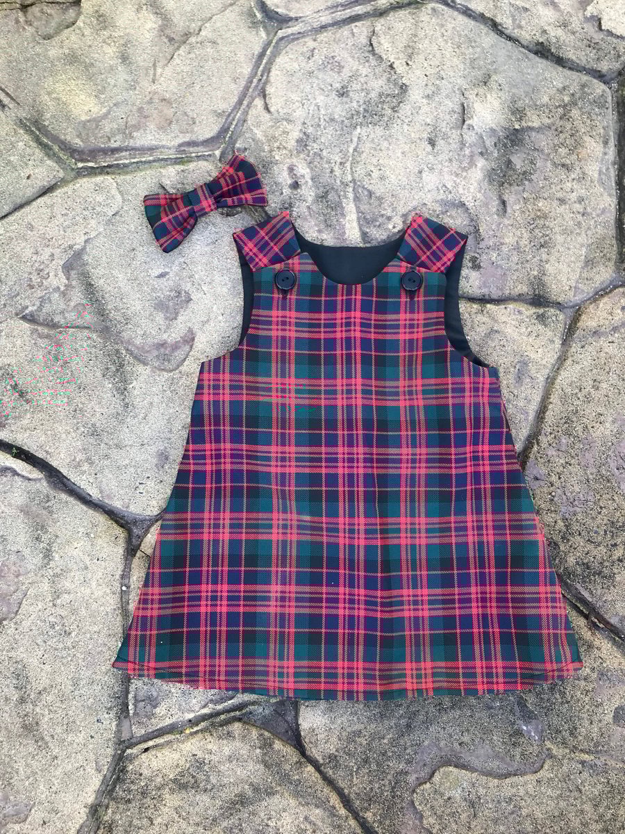 MacDonald Tartan Pinafore Dress and Hair Bow