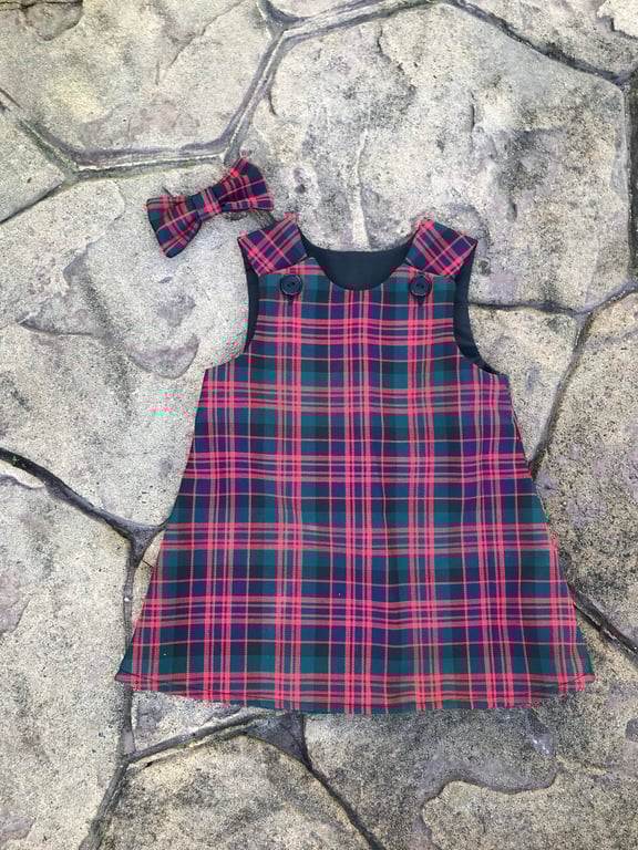 MacDonald Tartan Pinafore Dress and Hair Bow