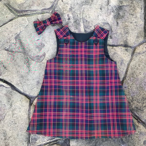 MacDonald Tartan Pinafore Dress and Hair Bow