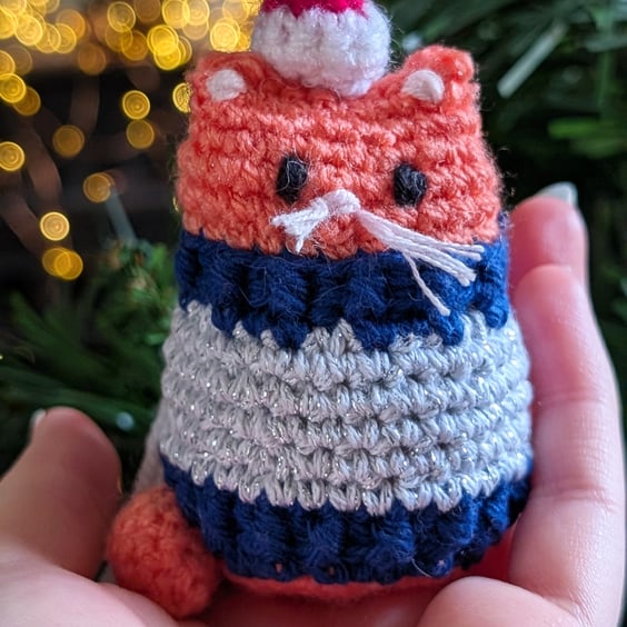 Orange Cat Christmas Tree Decoration, Cat Christmas Gift, Cat Hanging Decoration