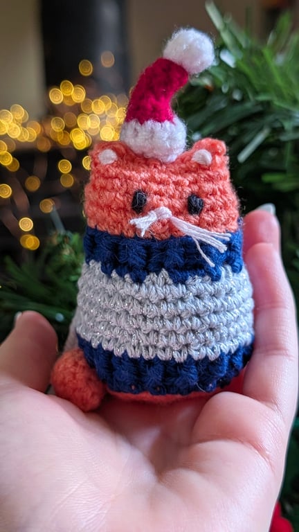 Orange Cat Christmas Tree Decoration, Cat Christmas Gift, Cat Hanging Decoration